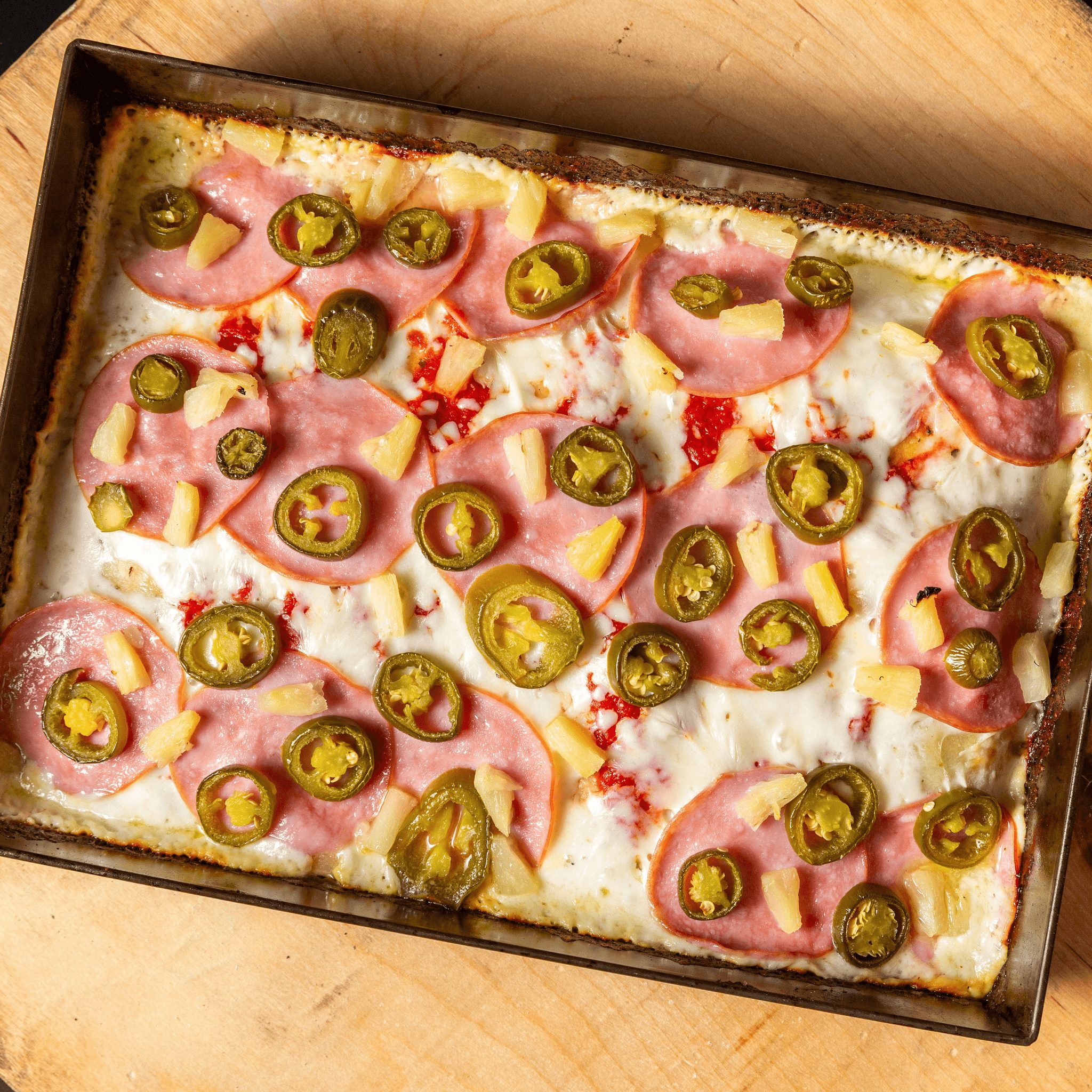 Spicy Hawaiian Pizza.