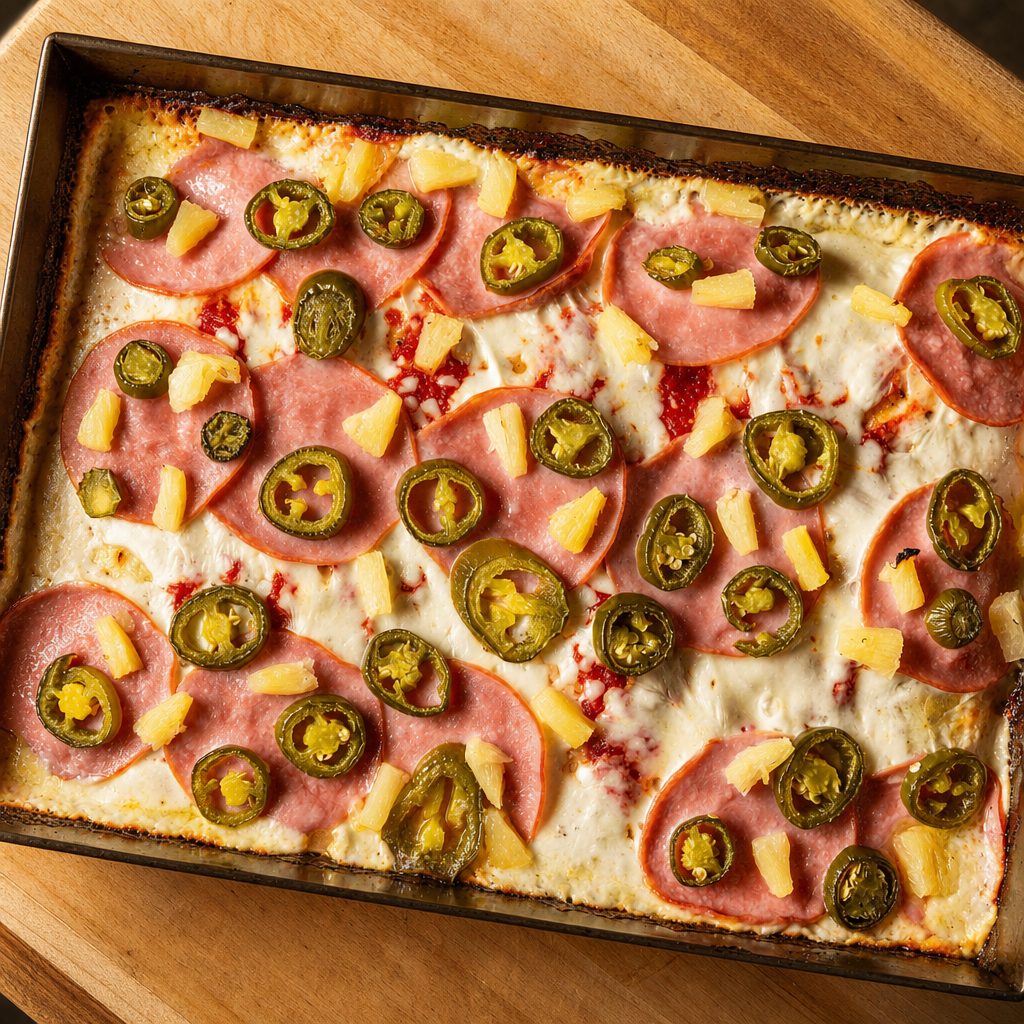 Spicy Hawaiian Pizza.
